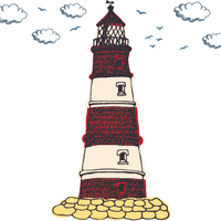 Zonder bord met vuurtoren